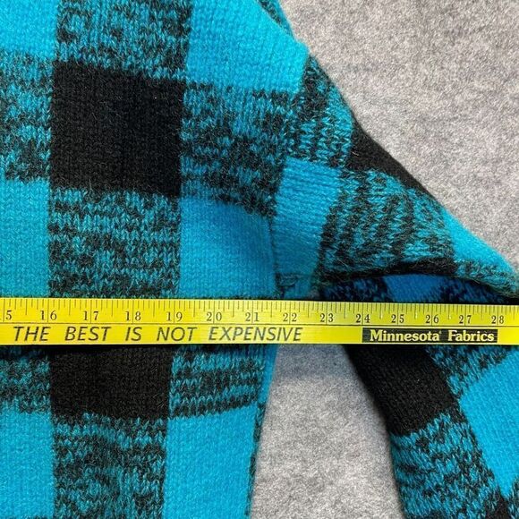 Vintage GAP Clothing Sweater Women's Medium Blue Black Check Thick Knit Wool - Picture 11 of 12